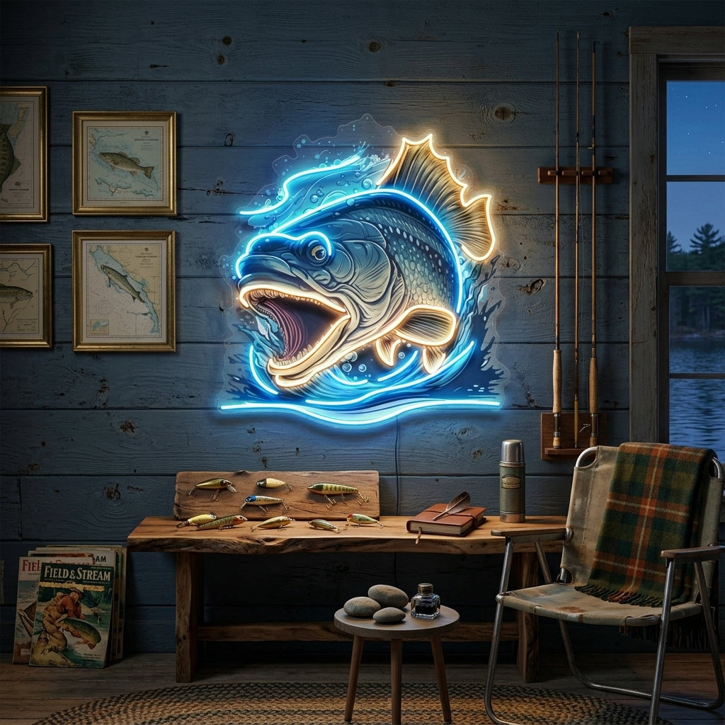 Aggressive Fish Counterattack LED Neon Sign Light Pop Art