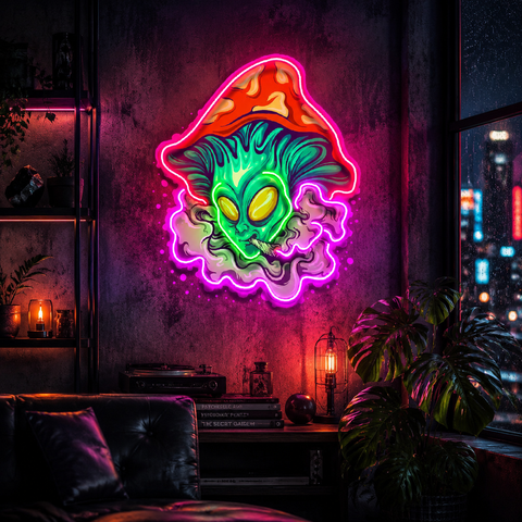 Alien Puff Shroom LED Neon Sign Light Pop Art