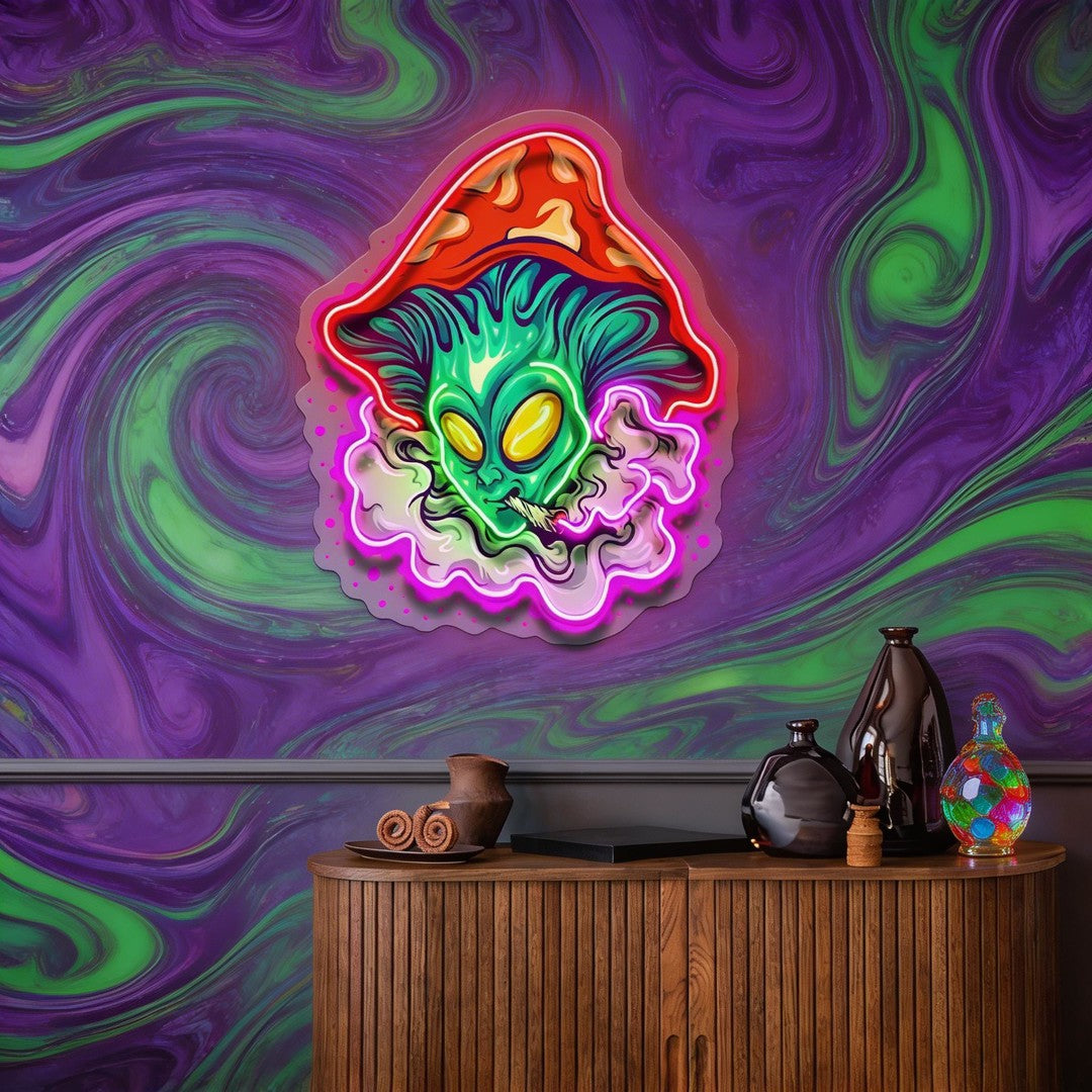 Alien Puff Shroom LED Neon Sign Light Pop Art