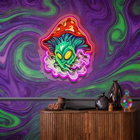 Alien Puff Shroom LED Neon Sign Light Pop Art