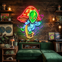 Alien Flying Mushrooms Galaxy LED Neon Sign Light Pop Art