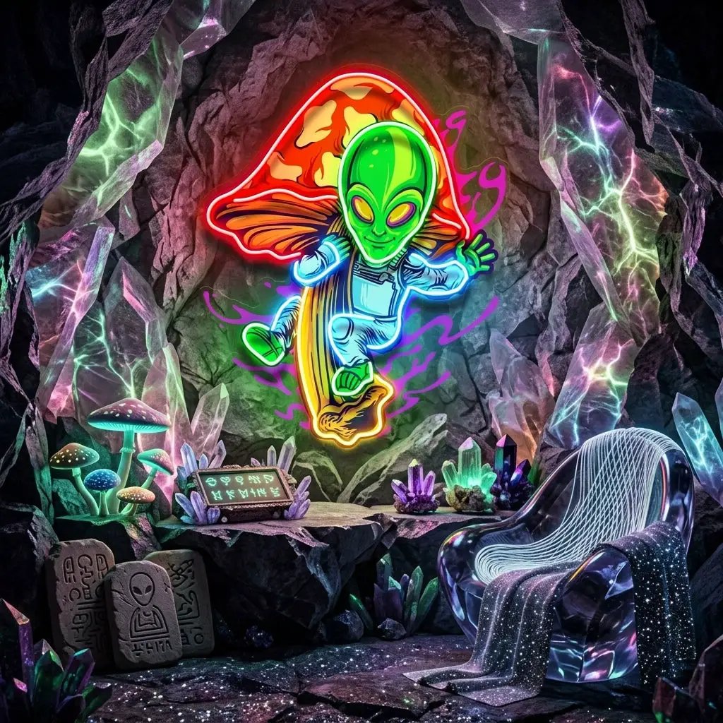 Alien Flying Mushrooms Galaxy LED Neon Sign Light Pop Art