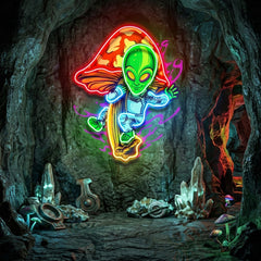 Alien Flying Mushrooms Galaxy LED Neon Sign Light Pop Art