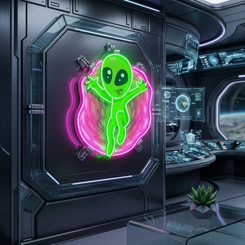 Aliens with funny poses LED Neon Sign Light Pop Art