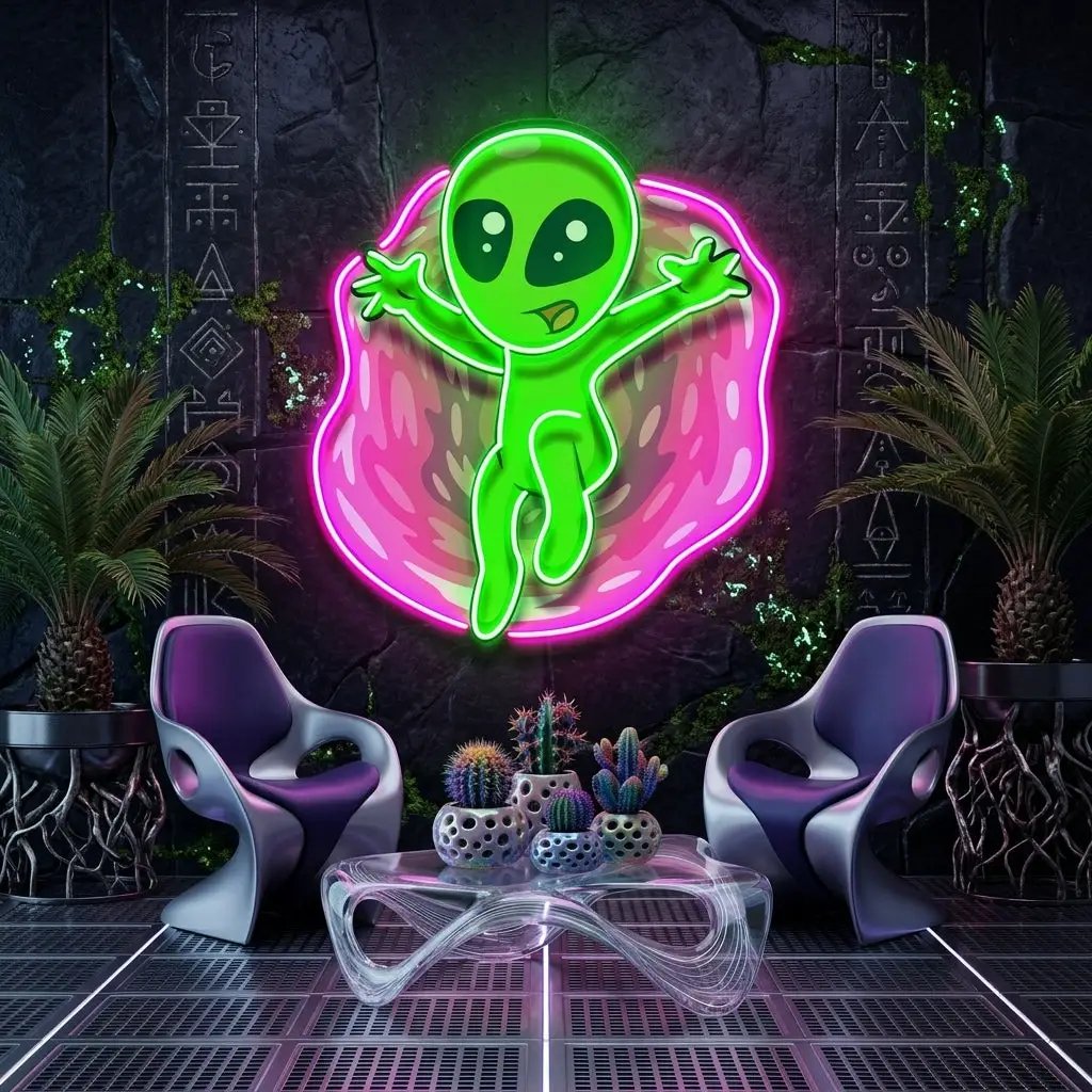 Aliens with funny poses LED Neon Sign Light Pop Art