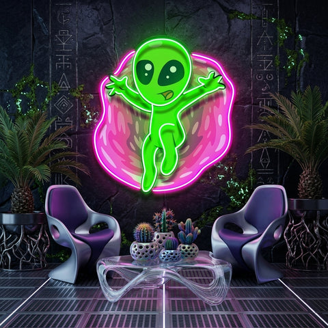 Aliens with funny poses LED Neon Sign Light Pop Art