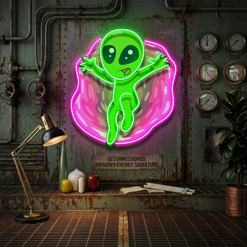 Aliens with funny poses LED Neon Sign Light Pop Art