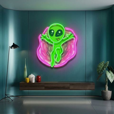 Aliens with funny poses LED Neon Sign Light Pop Art