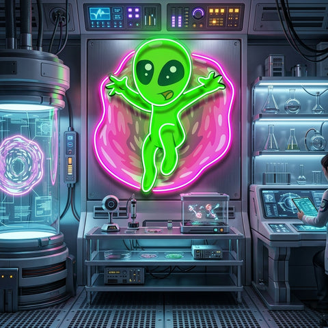 Aliens with funny poses LED Neon Sign Light Pop Art