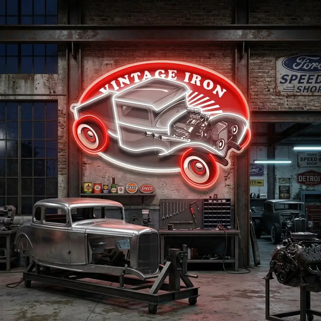 Amazing Black Hotrod Truck LED Neon Sign Light Pop Art