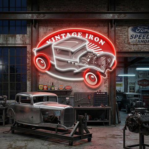Amazing Black Hotrod Truck LED Neon Sign Light Pop Art
