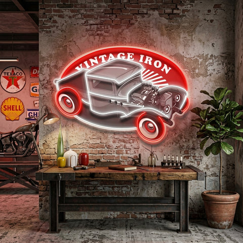 Amazing Black Hotrod Truck LED Neon Sign Light Pop Art