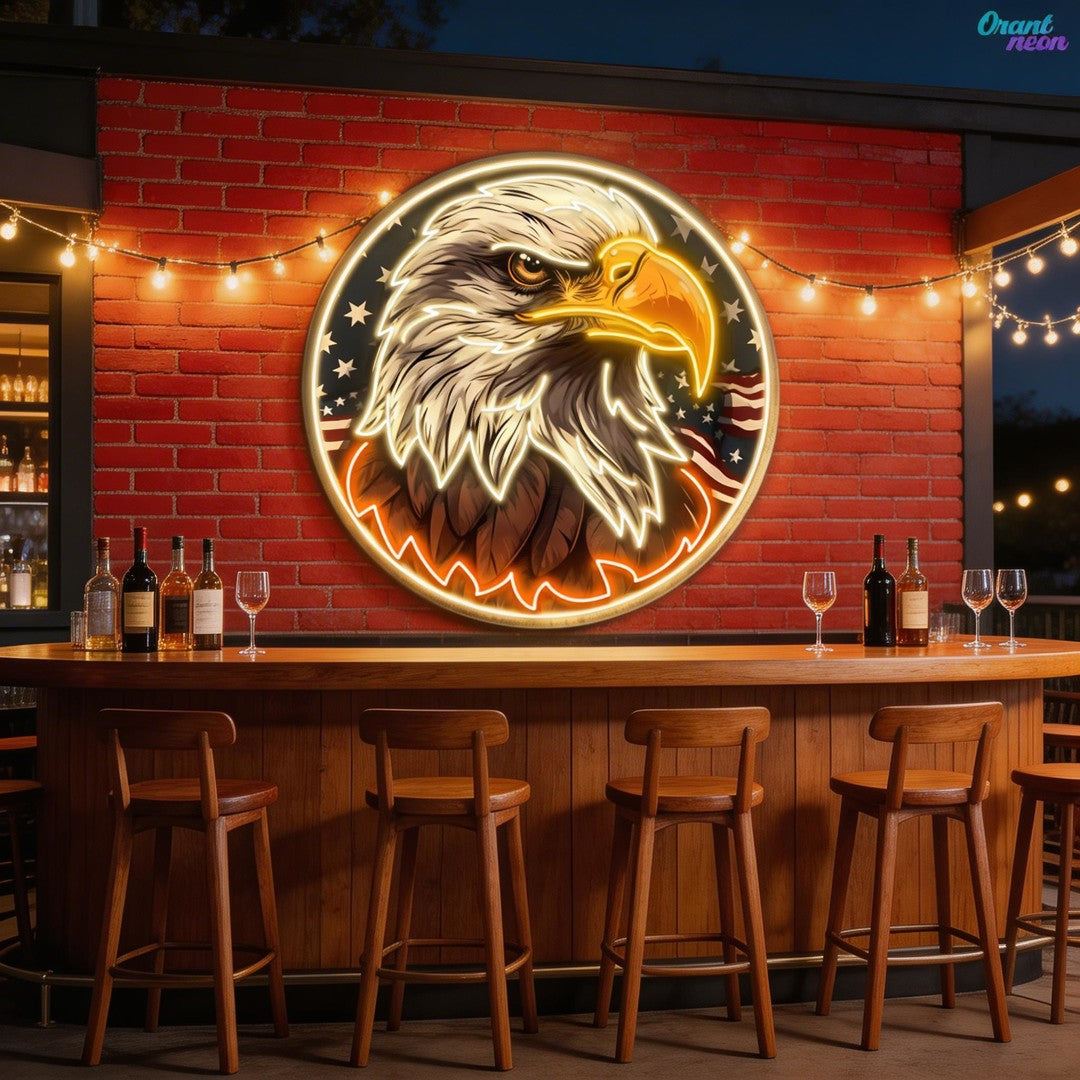 America Eagle Head Flag Neon Sign