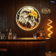 America Eagle Head Flag Neon Sign