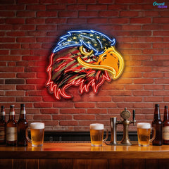 Majestic Glow: Eagle’s Flight with Flag Neon Sign