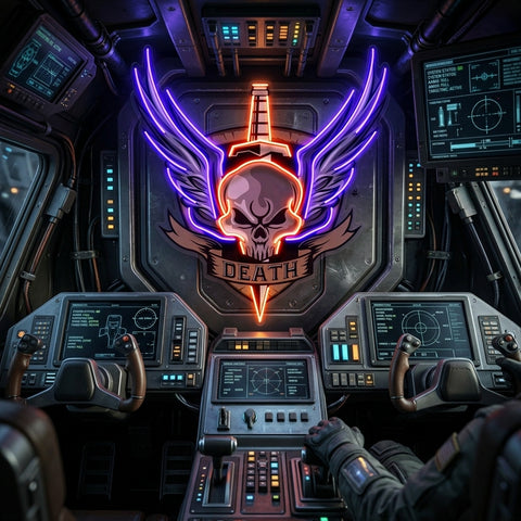 Angry Military Skull Wings LED Neon Sign Light Pop Art