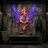 Angry Military Skull Wings LED Neon Sign Light Pop Art