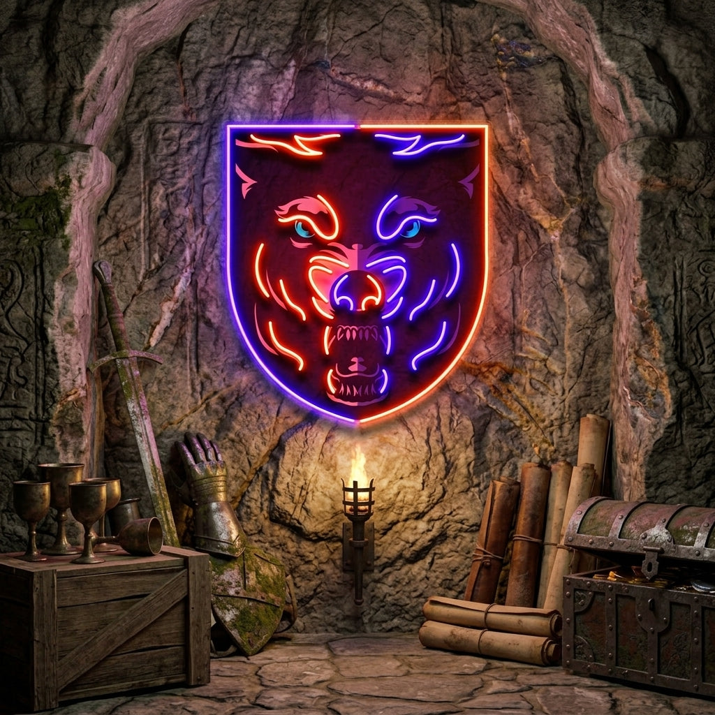 Angry Wolf Head LED Neon Sign Light Pop Art