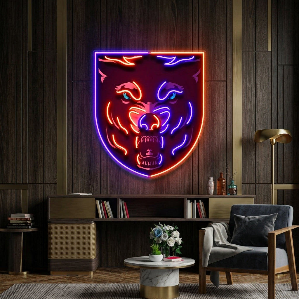 Angry Wolf Head LED Neon Sign Light Pop Art