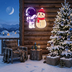 Astronaut Snowman Christmas Led Neon Acrylic Artwork