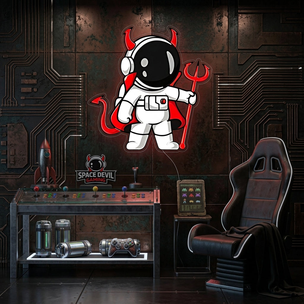 Astronaut Devil Led Neon Acrylic Artwork