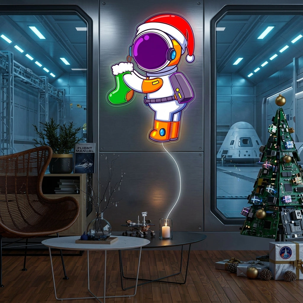 Astronaut Santa Christmas 2 Led Neon Acrylic Artwork
