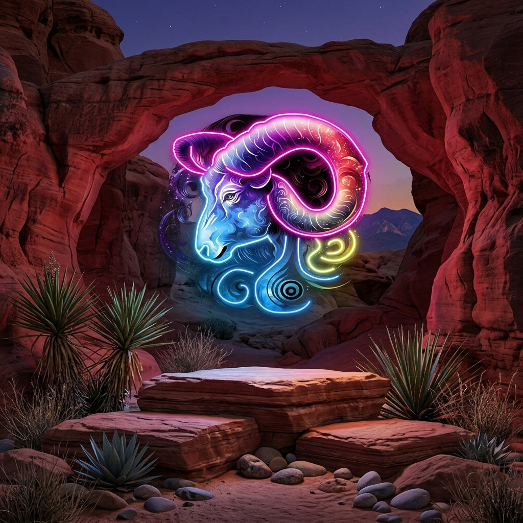 Aries Zodiac Horoscope Neon Sign
