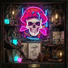 A Skull With A Mushroom Hat LED Neon Sign Light Pop Art