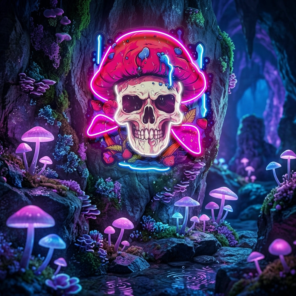 A Skull With A Mushroom Hat LED Neon Sign Light Pop Art