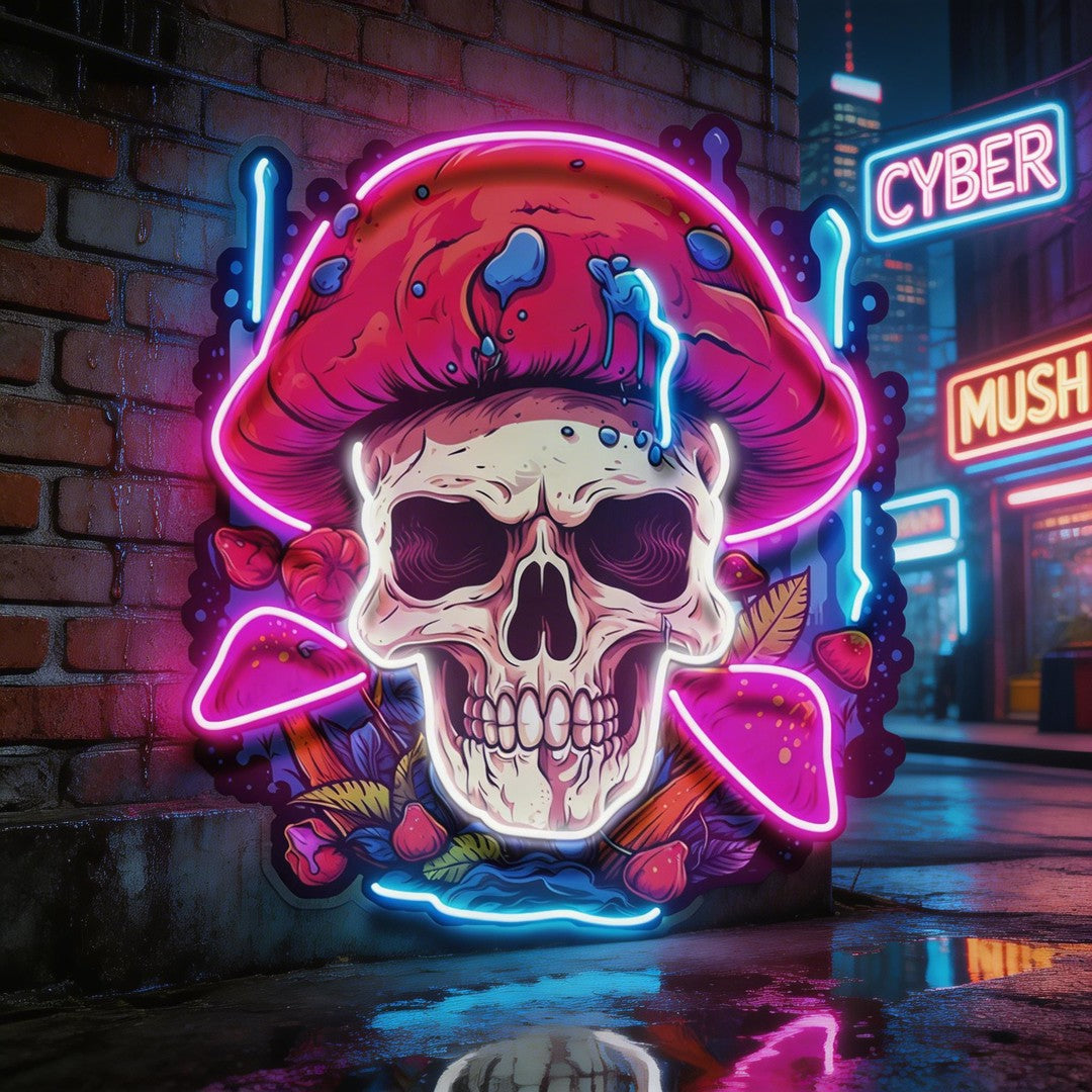 A Skull With A Mushroom Hat LED Neon Sign Light Pop Art