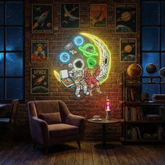 Astronaut And Alien Chill Together Pop Art Led Neon Sign Light