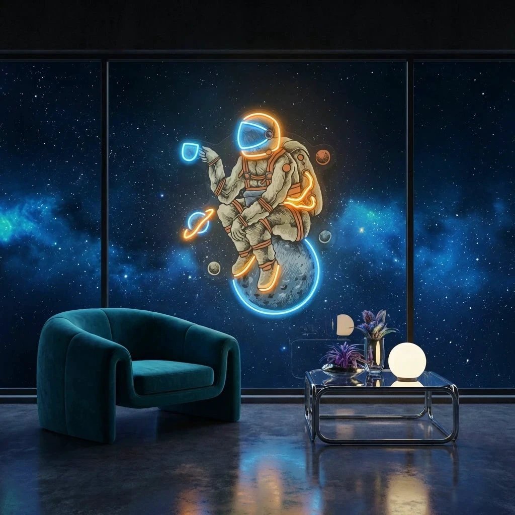 Astronaut Coffee Artwork Led Neon Sign Light