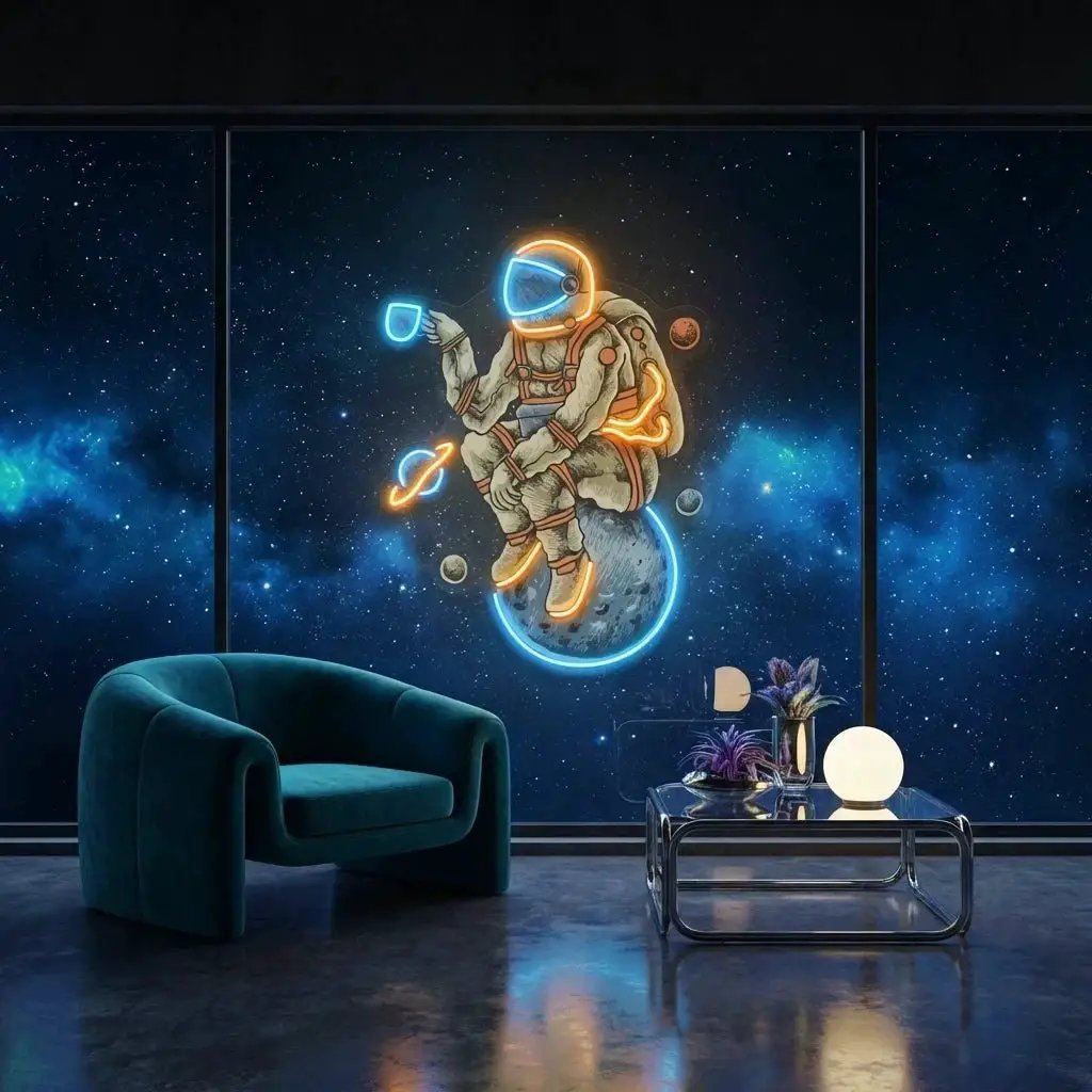 Astronaut Coffee Artwork Led Neon Sign Light