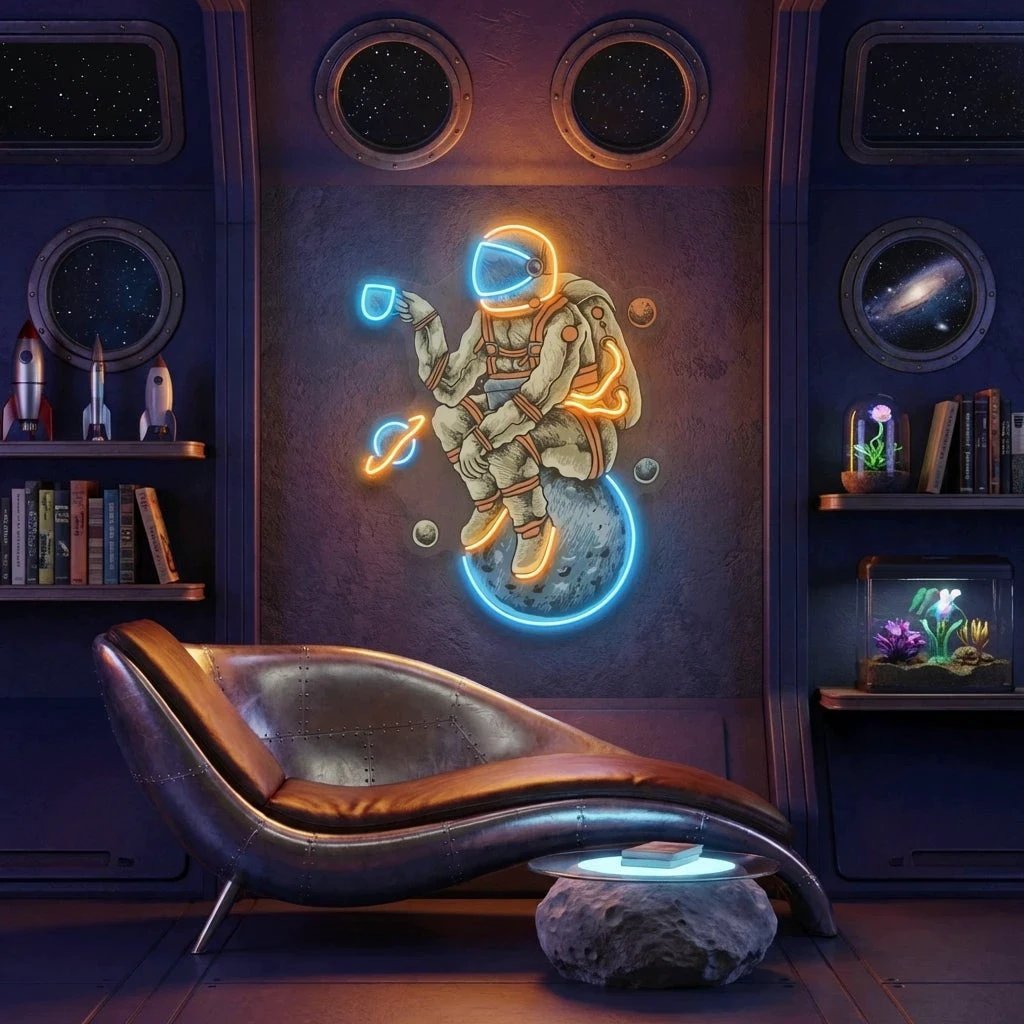Astronaut Coffee Artwork Led Neon Sign Light