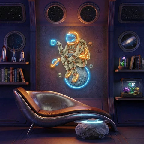 Astronaut Coffee Artwork Led Neon Sign Light