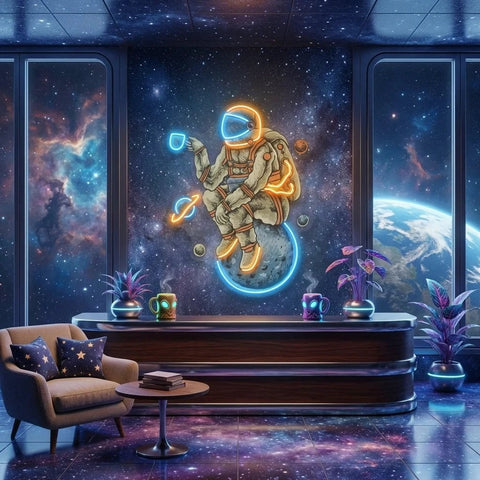Astronaut Coffee Artwork Led Neon Sign Light