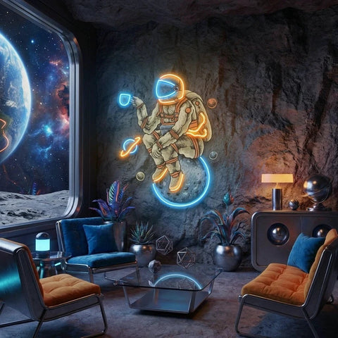 Astronaut Coffee Artwork Led Neon Sign Light