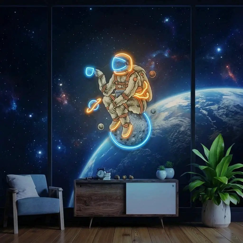 Astronaut Coffee Artwork Led Neon Sign Light
