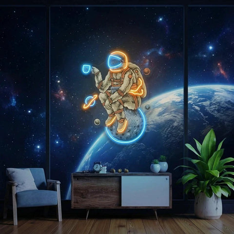 Astronaut Coffee Artwork Led Neon Sign Light