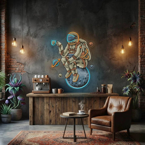 Astronaut Coffee Artwork Led Neon Sign Light