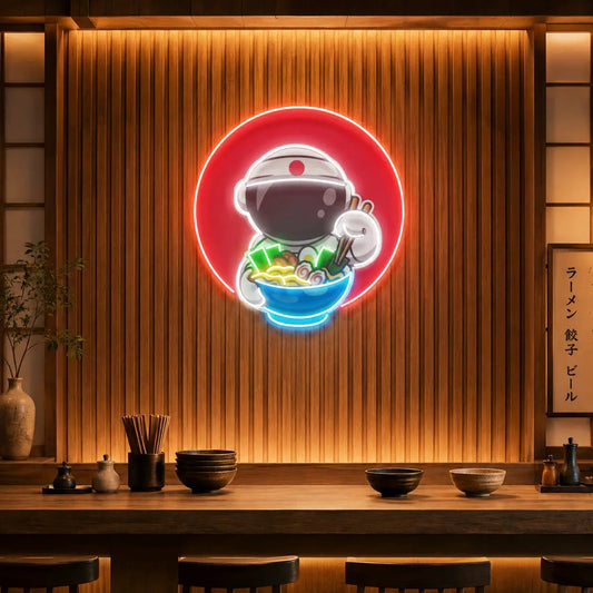 Astronaut Eating Ramen Led Neon Acrylic Artwork