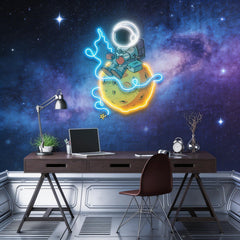 Astronaut Fishing Led Neon Acrylic Artwork