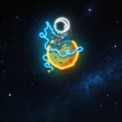 Astronaut Fishing Led Neon Acrylic Artwork