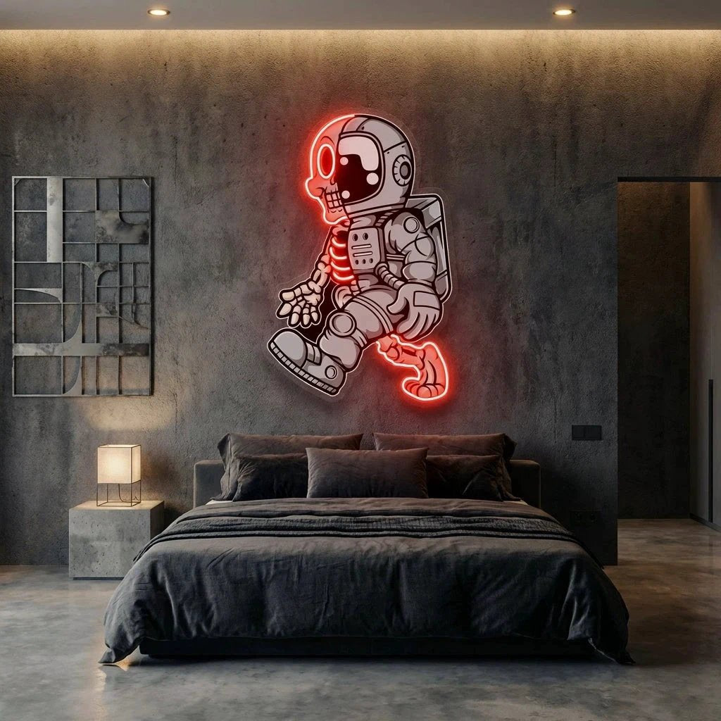 Astronaut Half Skull Artwork Led Neon Sign Light