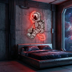 Astronaut Half Skull Artwork Led Neon Sign Light