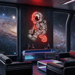 Astronaut Half Skull Artwork Led Neon Sign Light