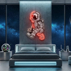 Astronaut Half Skull Artwork Led Neon Sign Light
