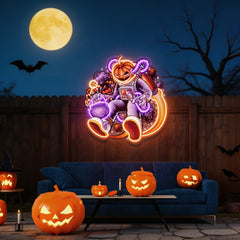 Astronaut Halloween Pumpkin Artwork Led Neon Sign Light