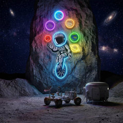 Astronaut Juggling Circus Galaxy Planets Artwork Led Neon Sign Light