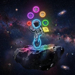 Astronaut Juggling Circus Galaxy Planets Artwork Led Neon Sign Light